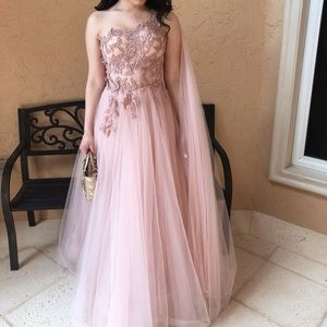 Tarik Ediz One Shoulder Tulle Dress